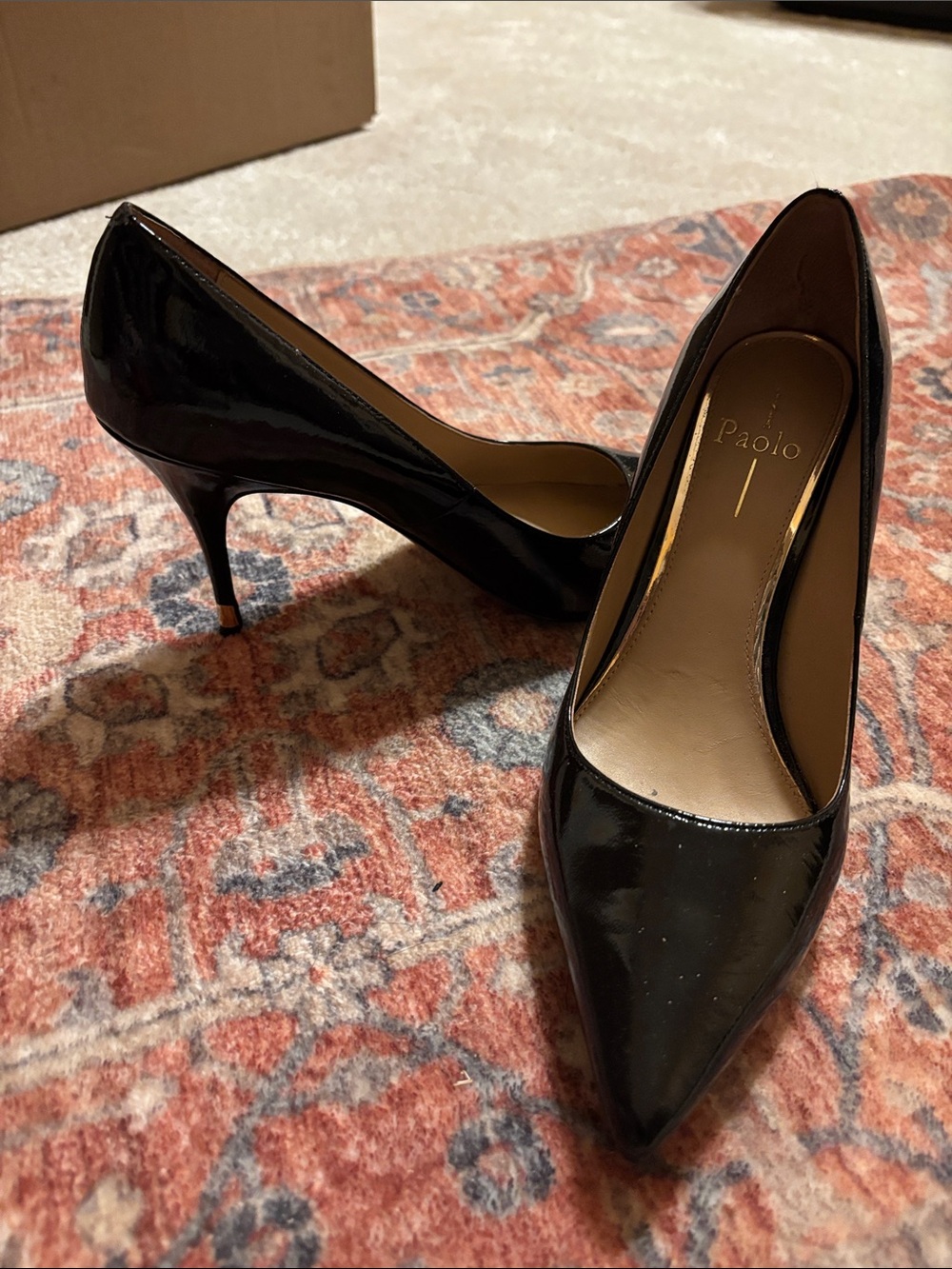 Paolo Black Patent Pointed-Toe Stiletto Pumps